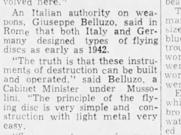 First reference to flying saucers and German capability